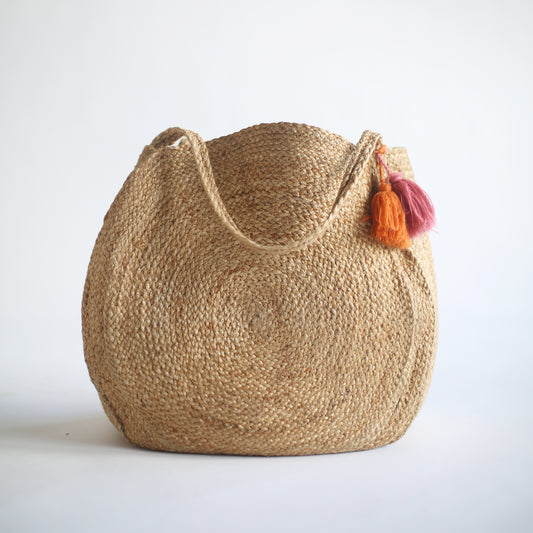 Oval Woven Basket Tote